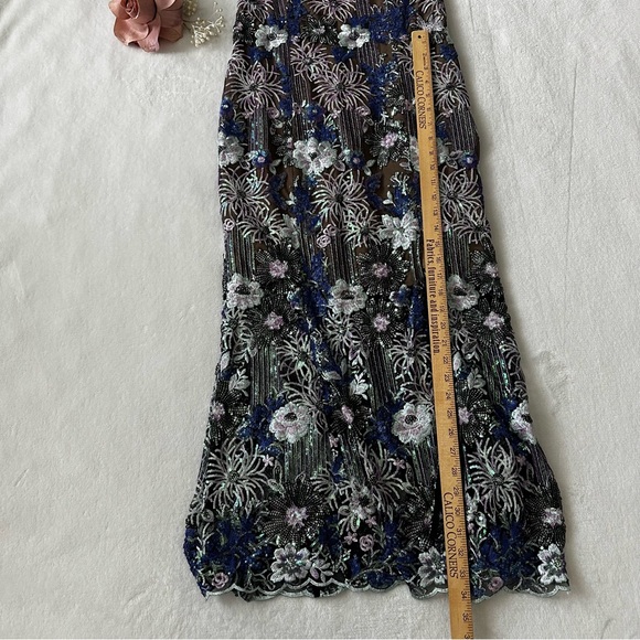 ELLIATT Floral Iridescent Sequin Mesh Midi Dress Medium - Picture 9 of 16